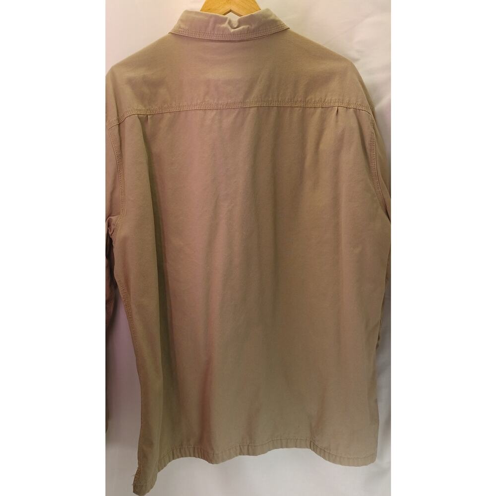 VTG Old Mill Flannel Lined Shirt Jacket Mens Sz XL Rugged Khaki Canvas Workwear - Picture 4 of 6